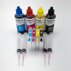 288XL Alternative No Chip Refillable Sublimation Kit for XP434, XP430, XP340, XP440, XP446 - Refillable Carts, Sublimation Ink, 4 Syringes