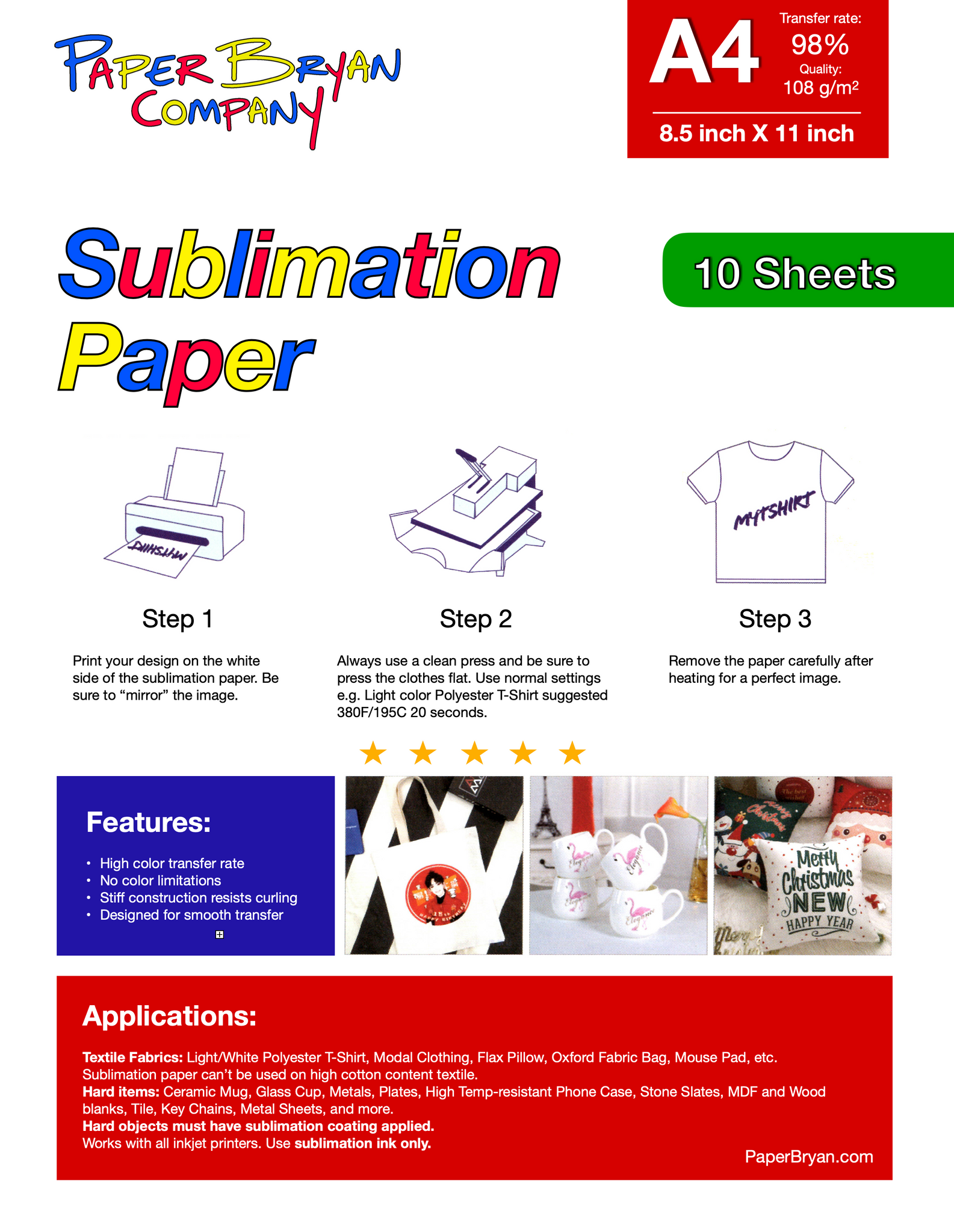 Sublimation Printer Bundle Non OEM 2850 with Refillable Cartridges, In –  Paper Bryan Company